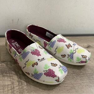 TOM'S ALPARGATA Grapes & Butterflies CANVAS Slip-On FLATS Women's LOAFERS  9